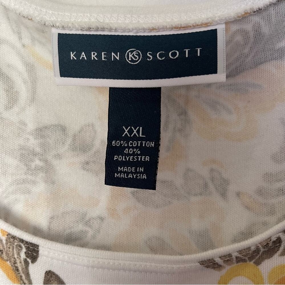 Karen‎ Scott Yellow Floral Paisley Short Sleeve Scoop Neck Top Womens Size XXL - Picture 3 of 5